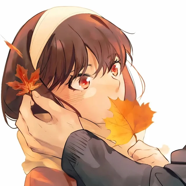 girl with leaf on the left